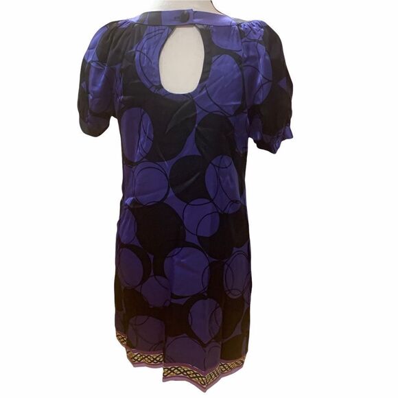 Alice & Trixie Silk Shift Purple Dress Lined Silk Abstract Geometric Retro 60s - Picture 3 of 12